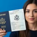 Blue background passport photo