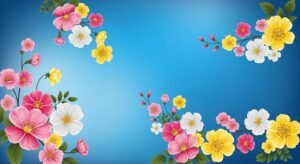 Blue background with flowers image 3