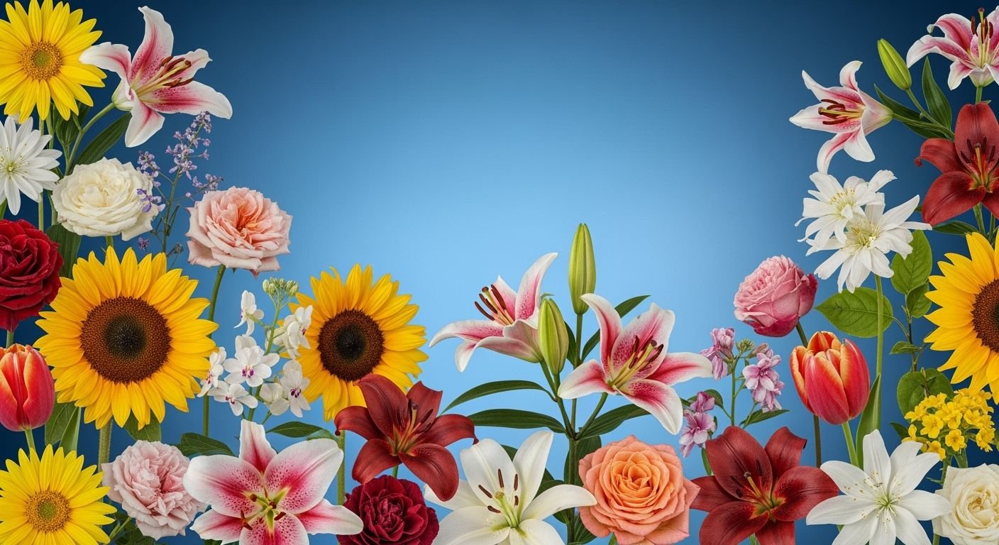 Blue background with flowers image