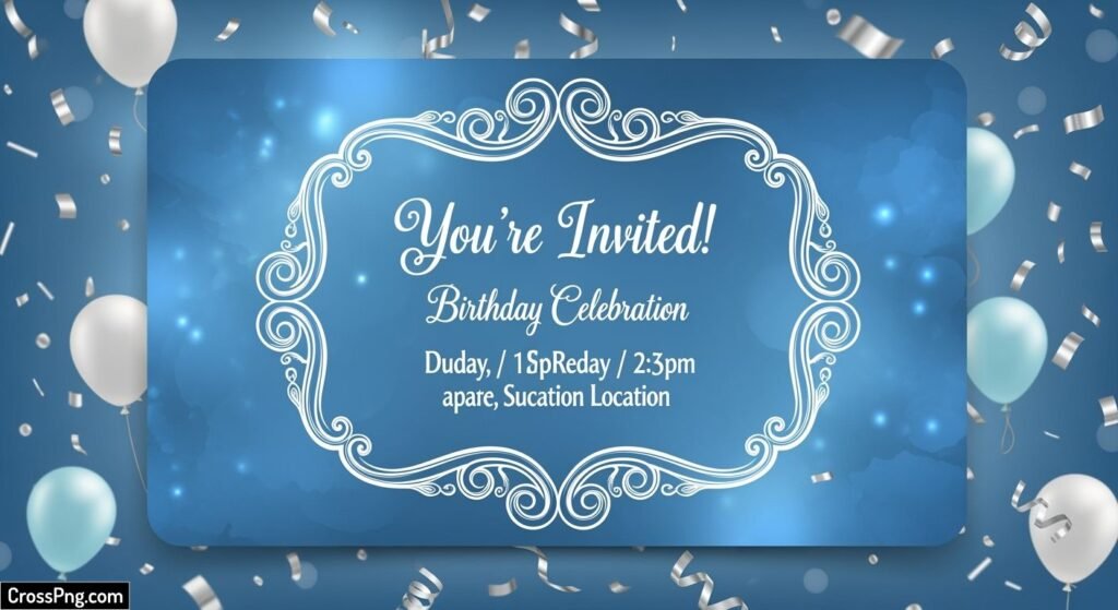 Blue birthday invitation card background image