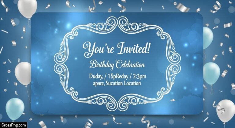 Blue birthday invitation card background image