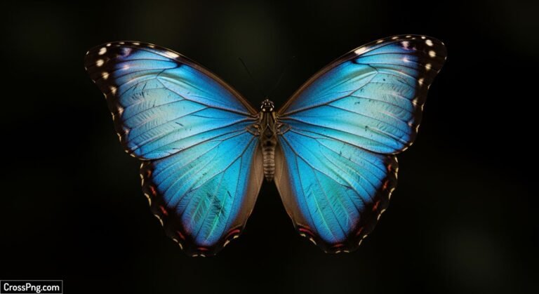 Blue butterfly black background image