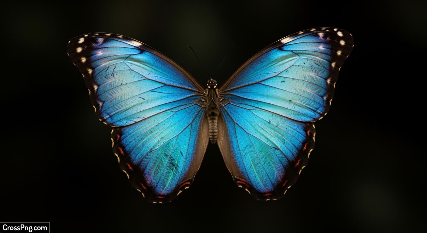 Blue butterfly black background image