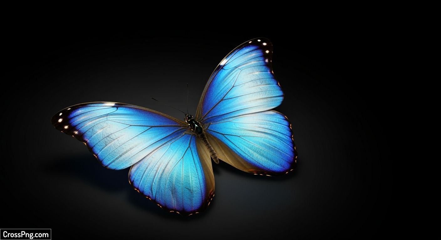 Blue butterfly black background image 3