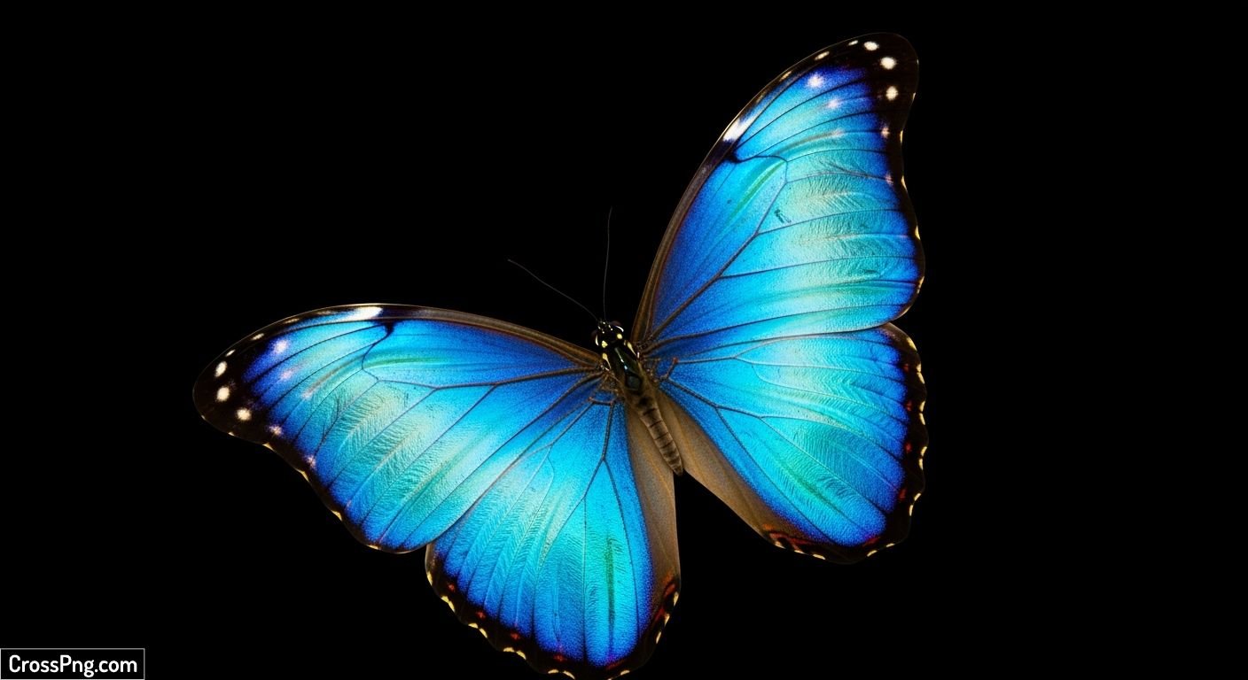 Blue butterfly on black background image