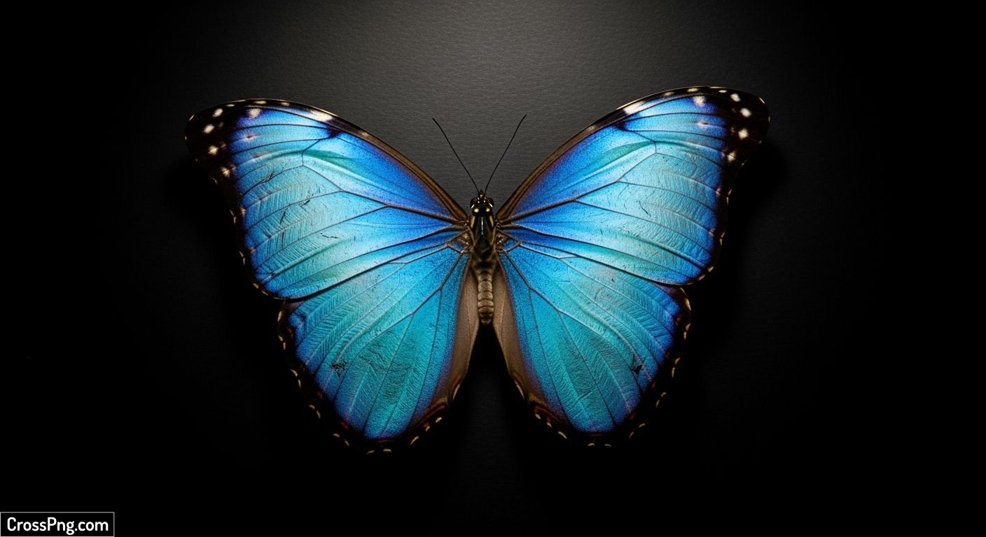 Blue butterfly on black background image