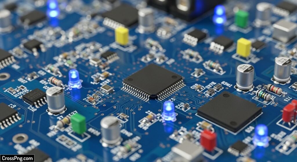 Blue circuit board background image