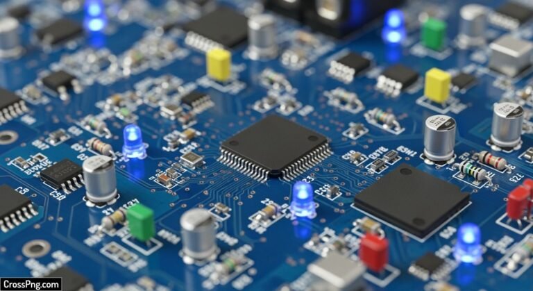 Blue circuit board background image