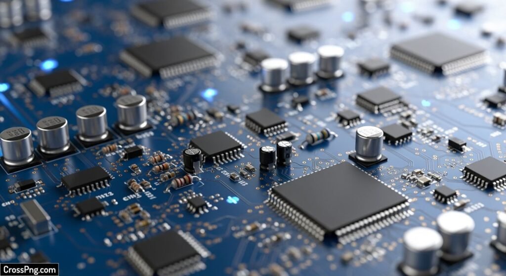 Blue circuit board background image