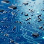 Blue circuit board background image 3
