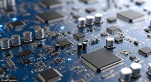 Blue circuit board background image