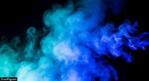 Blue smoke on black background image