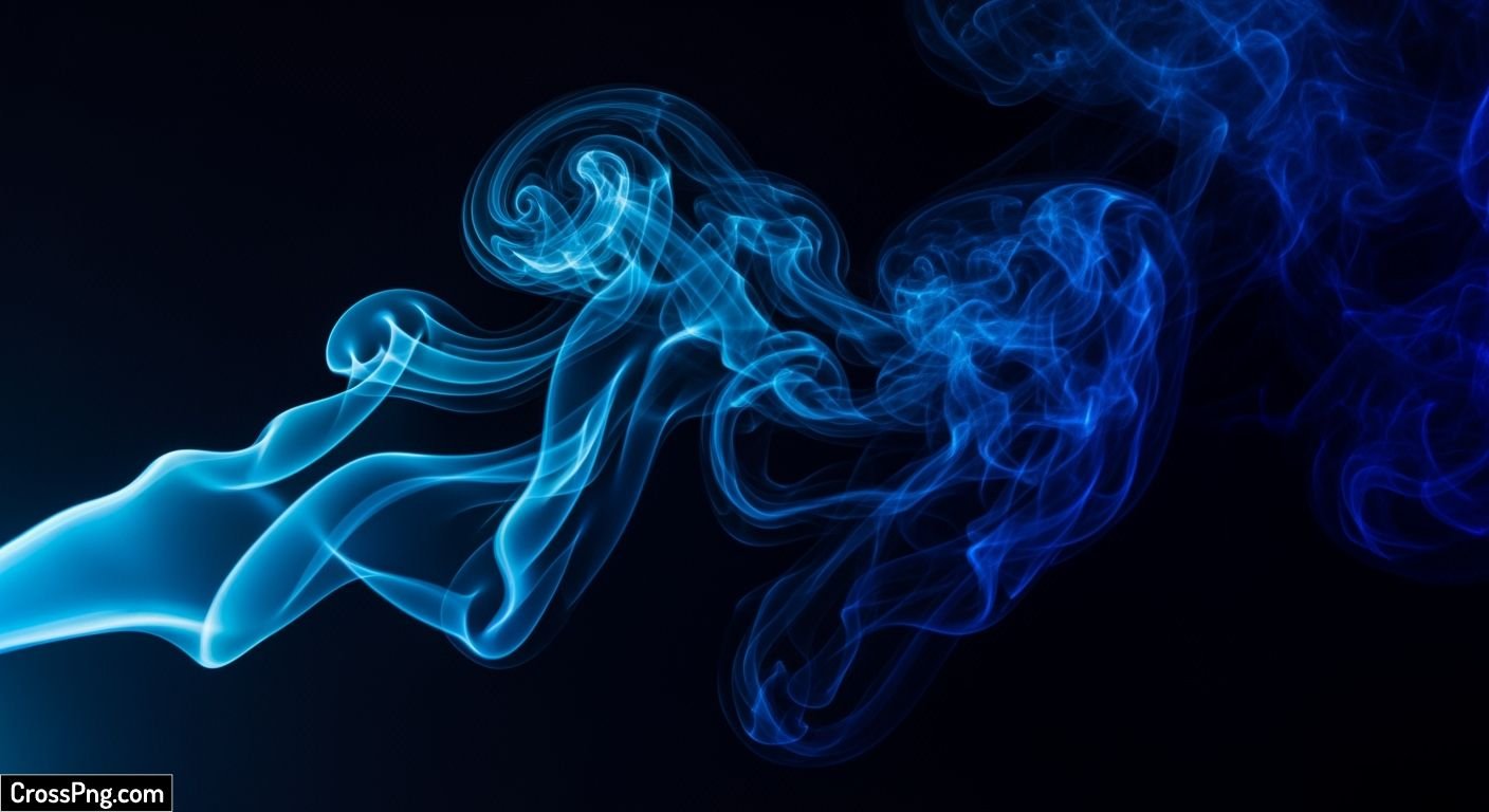 Blue smoke on black background image