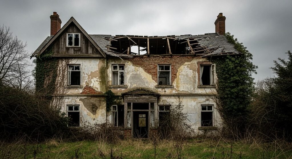 Broken down house background image 3