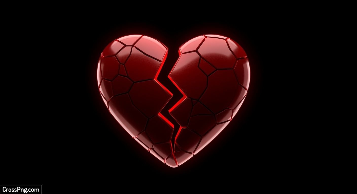 Broken heart emoji black background image