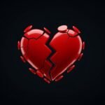 Broken heart emoji black background image