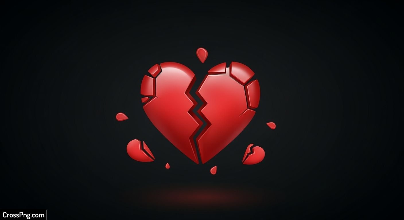 Broken heart emoji black background image 2