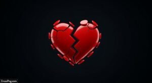 Broken heart emoji black background image