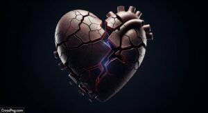Broken heart with black background image