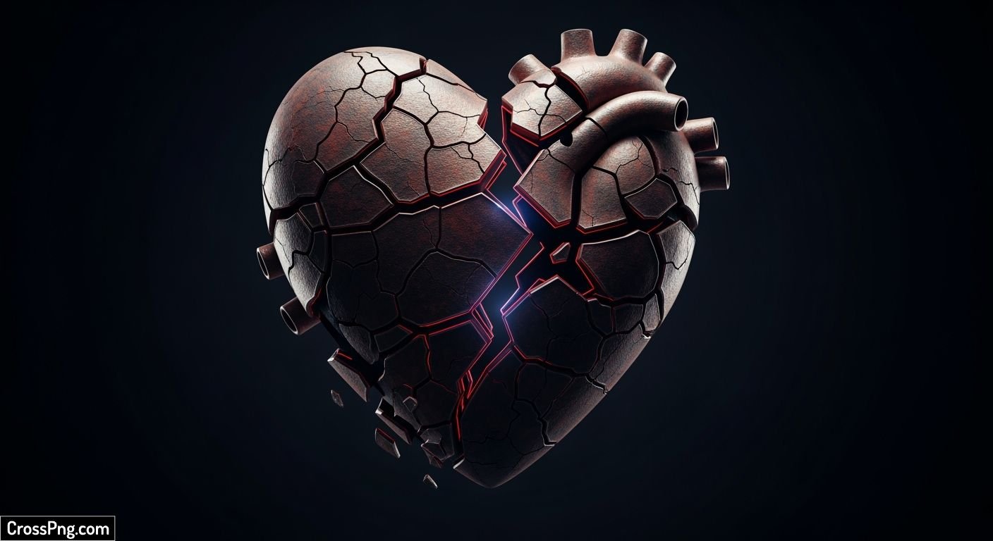 Broken heart with black background image