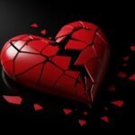 Broken heart with black background image