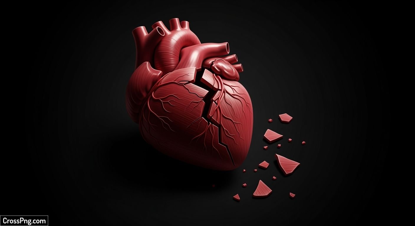 Broken heart with black background image 2