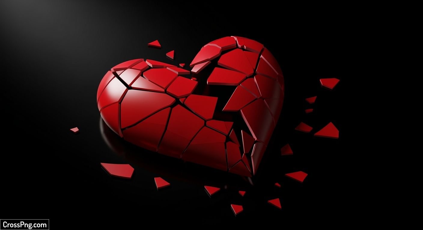 Broken heart with black background image
