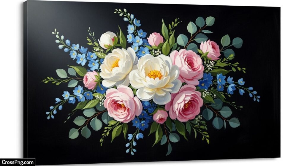 Canvas painting with black background image