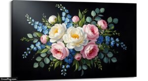 Canvas painting with black background image