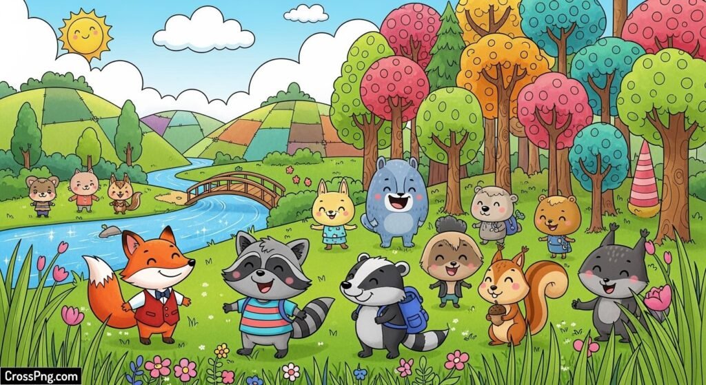 Cartoon animal background image 2