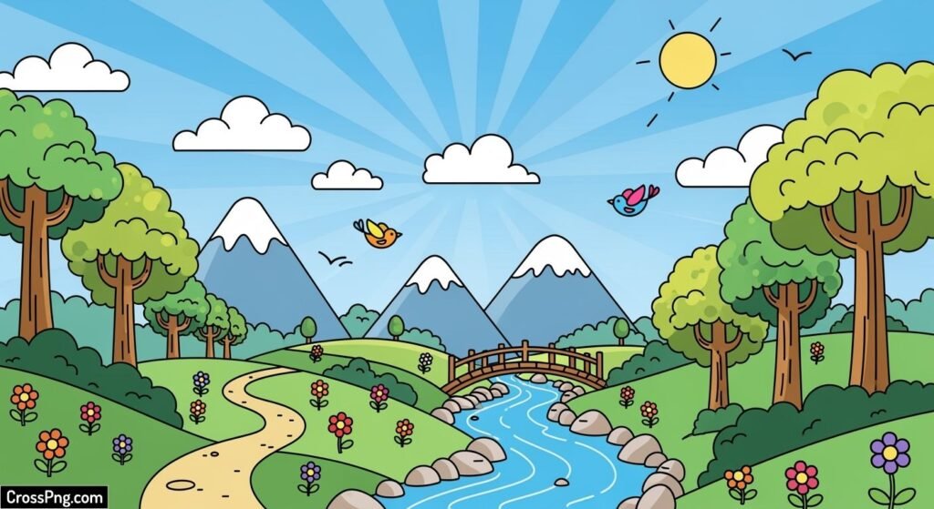 Cartoon nature background image 3