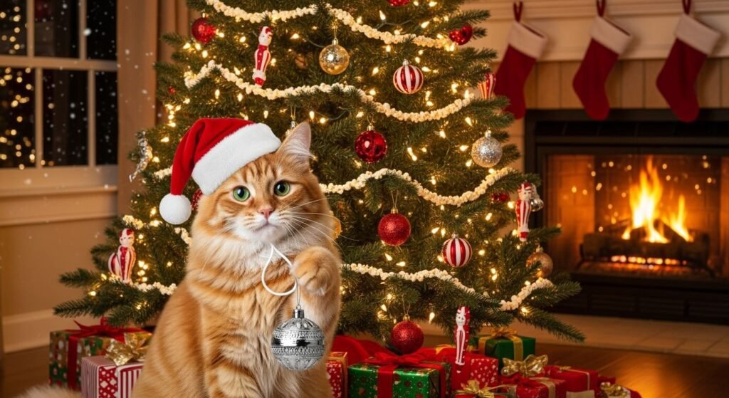 Cat christmas background image