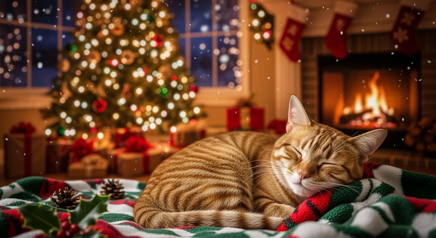Cat christmas background image 2