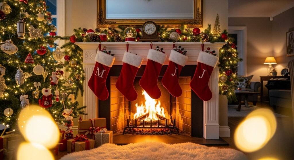 Christmas fireplace background image 2