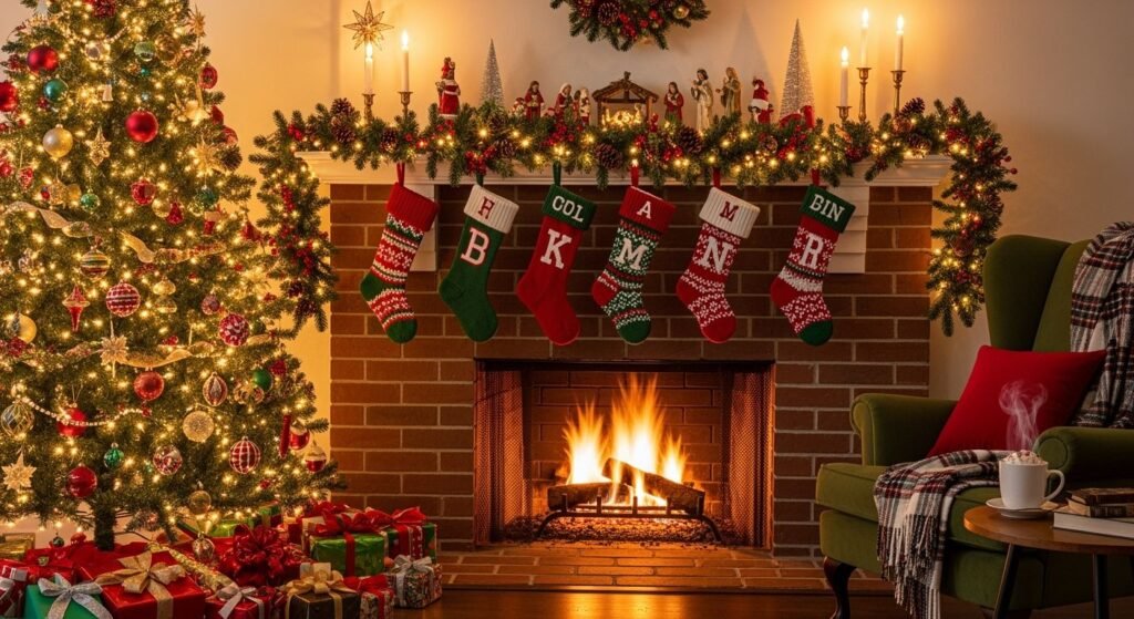 Christmas fireplace background image 4