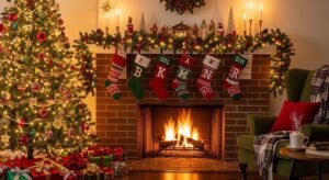 Christmas fireplace background image 4