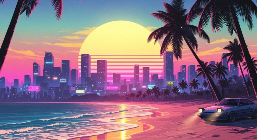 City pop beach background image 4