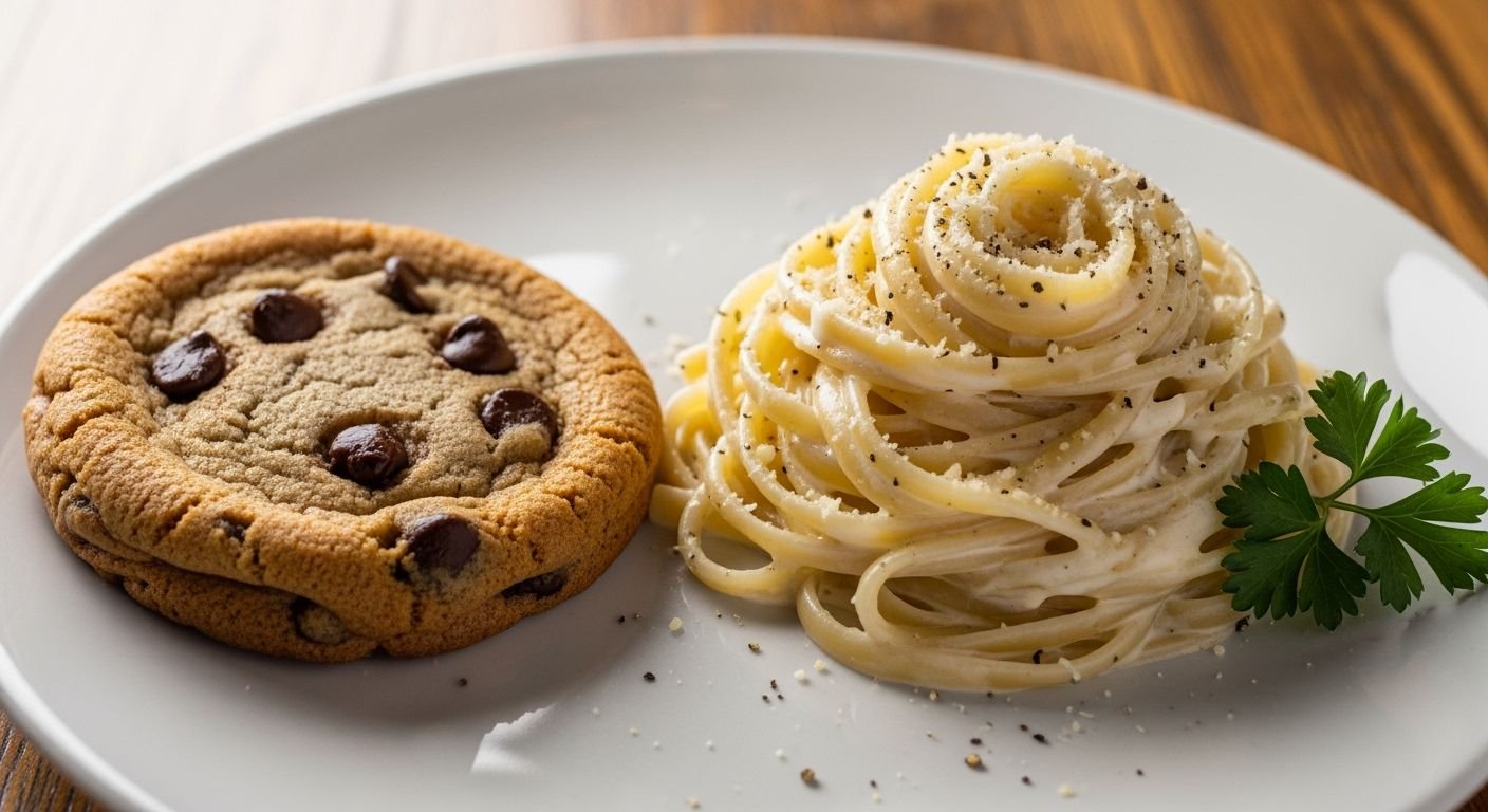 Cookie and fettuccine alfredo image
