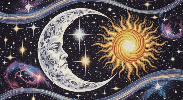 Cosmic moon sun and stars design on image 4