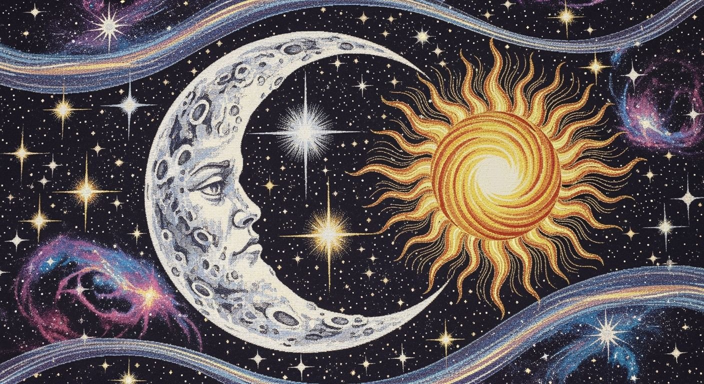 Cosmic moon sun and stars design on image 4
