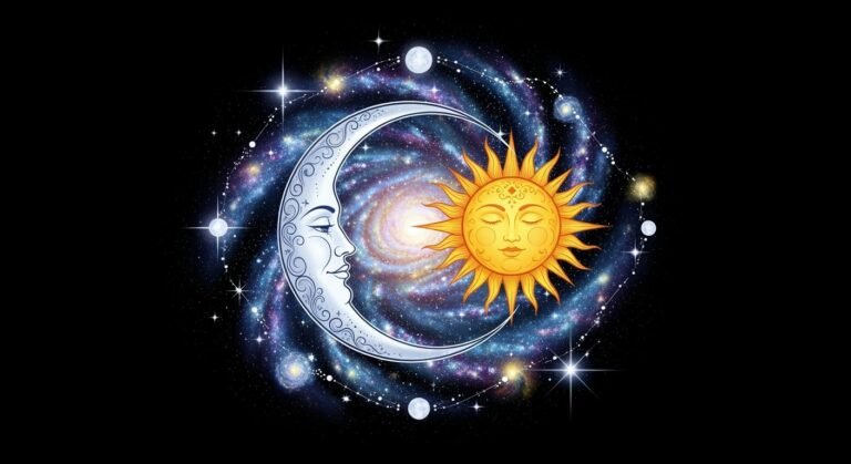 Cosmic moon sun and stars design on image