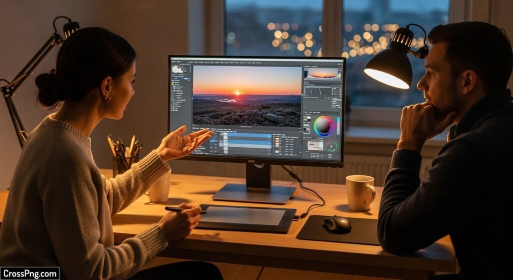 Couple photo editing background image