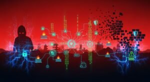 Cybersecurity red background image