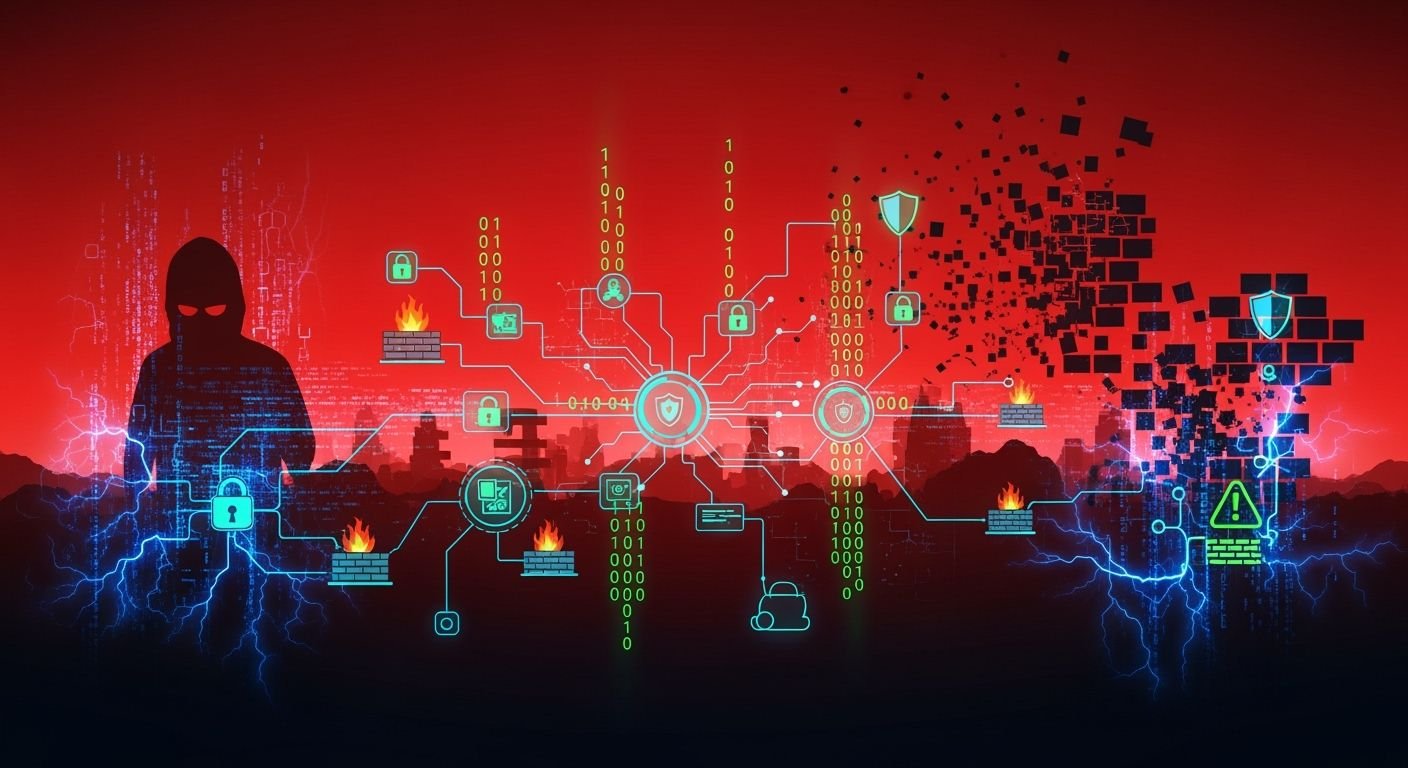 Cybersecurity red background image