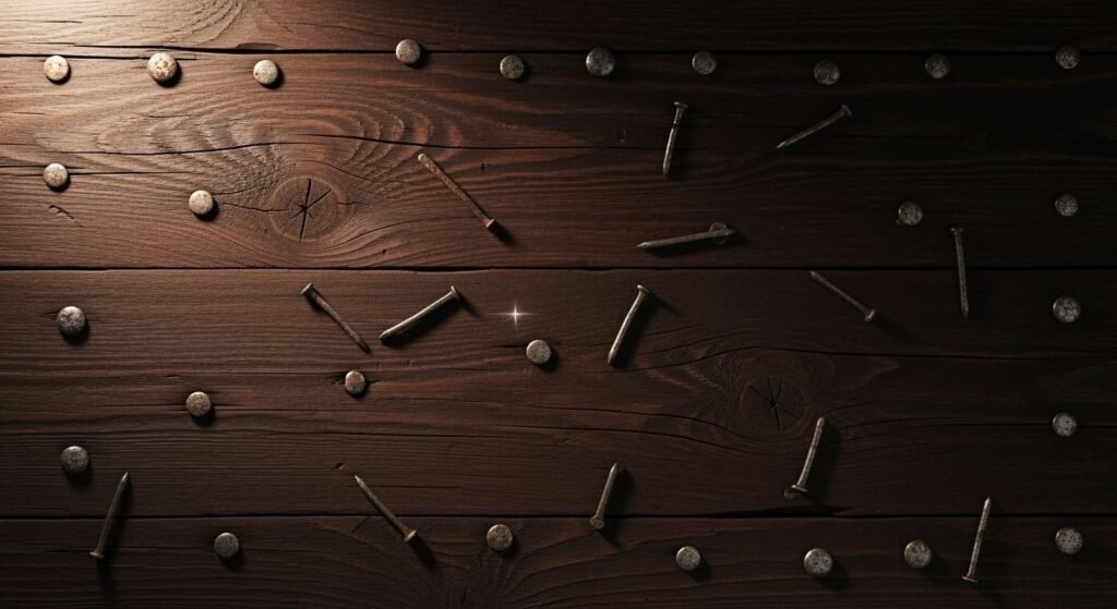 Dark wooden background wqith nails image 2