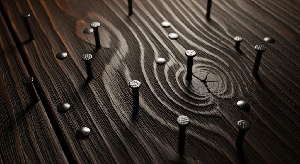 Dark wooden background wqith nails image 4