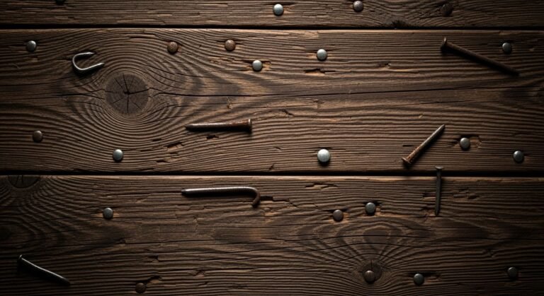 Dark wooden background wqith nails image