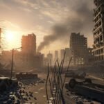 Destroyed city background image