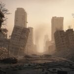 Destroyed city background image
