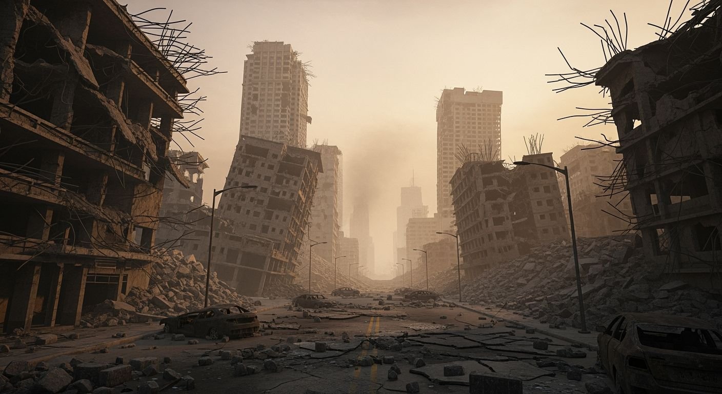 Destroyed city background image